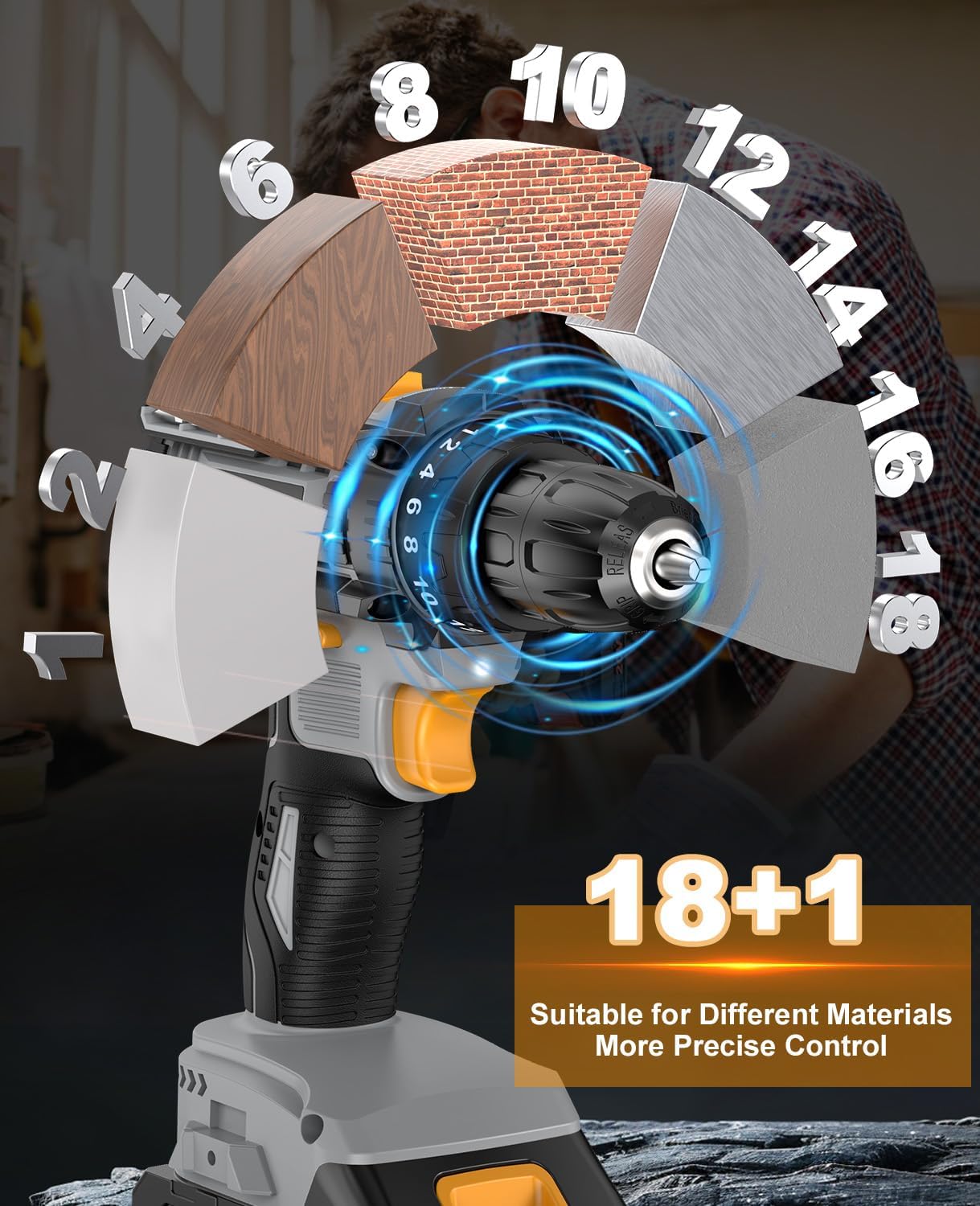 Accuschroevendraaier, 21 V accuschroefboormachine met 2,0 Ah accu, accuboor 10 mm boorhouder, 2 versnellingen, 18 + 1 draaimomentniveaus, 21-delige accessoireset, led-licht voor tuin, reparatie