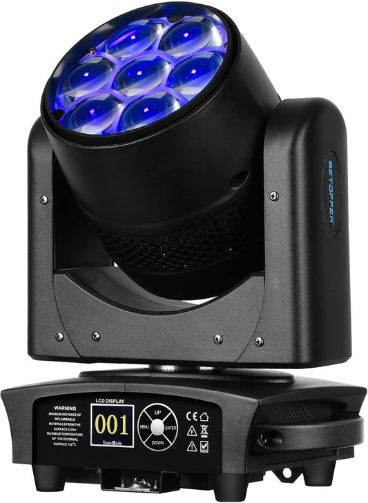BETOPPER Moving Head discolicht partylicht 7x40W LED Beam / Wash / Zoom / Dazzle / Strobe Effect RGBW 4in1 discobal Big Bee Eye podiumschijnwerper CTO Mode DMX DJ licht (1S)