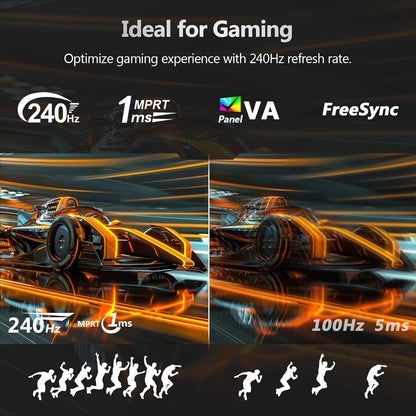 Z-Edge Gaming Monitor Curved 32'' 240Hz, 1ms, 1080P, FreeSync, Screen game LED 16:9, 1500R VA, 4000:1 Adjustable Tilt, 2×HDMI 2.0 & 2× DP 1.4, VESA(HDMI Cable Included)