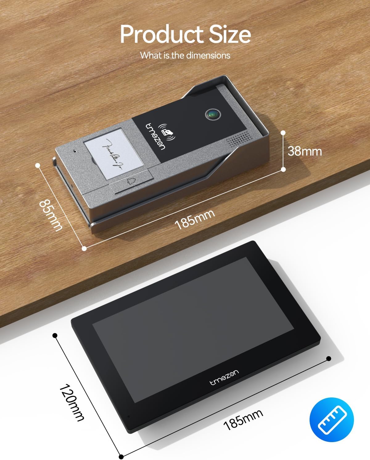 TMEZON Video-deurintercom, wifi, smart 2 kabels, video, intercominstallatie, M790, 1080P, monitor en buitenbel, met camera, app/kaart, RFID-ontgrendeling
