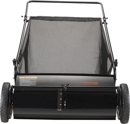 Duwgazonbezem – Tuinveger – Bladveger – Gazonveger – Veegmachine – Grote veegbreedte 66 cm – Robuust stalen frame met 2,1 m³ opvangzak