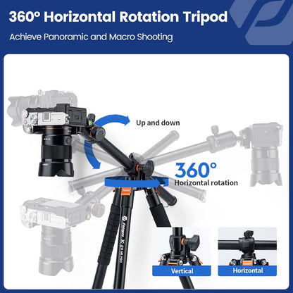 Horizontaal camerastatief – Driepoot – Fotostatief – Tripod – Monopod – 2-In-1 Met 360° Draaibare Middenkolom En Draagkracht Tot 10 Kg