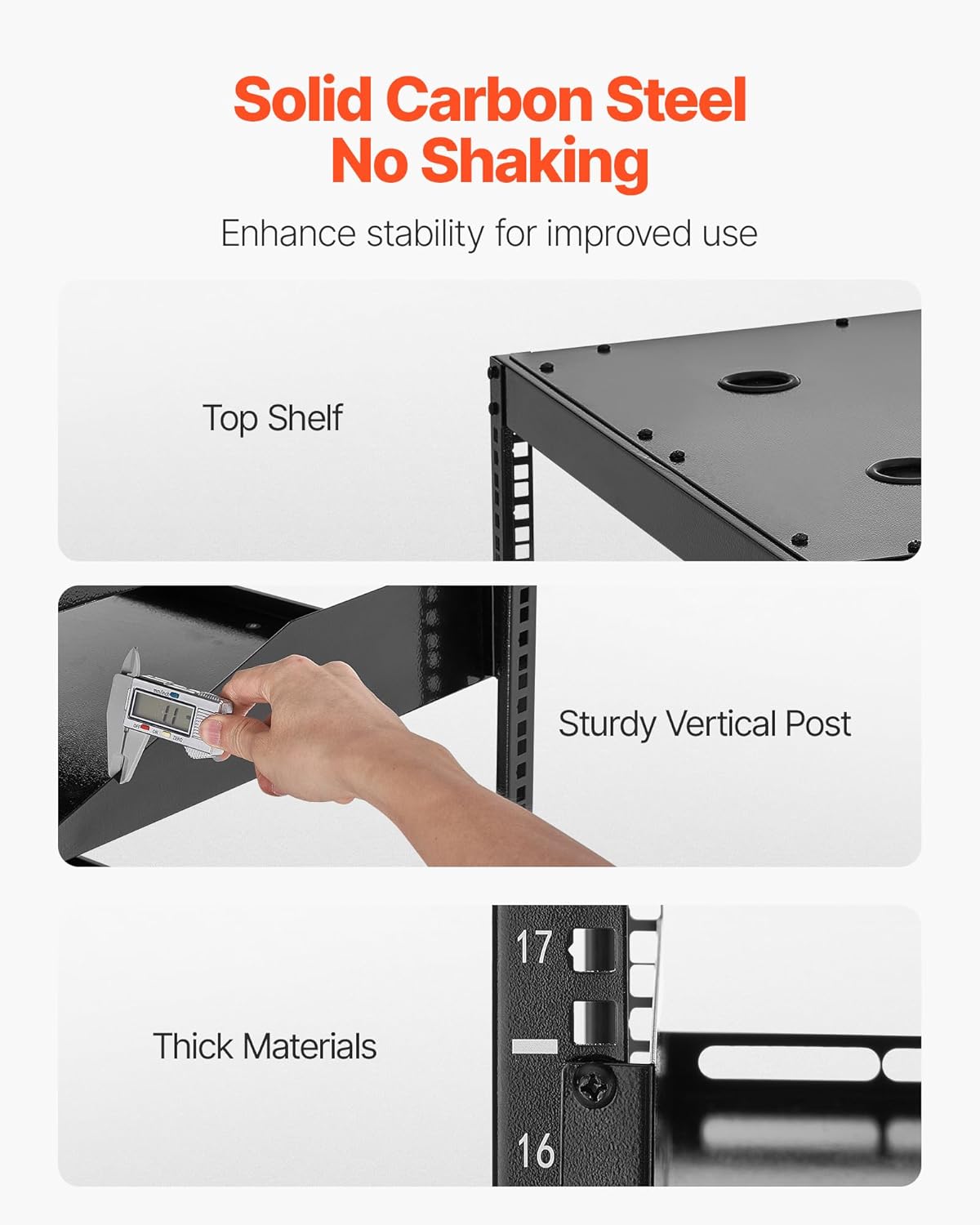 VEVOR 20U Open Frame Netwerk Rack, 58,4 cm diepte, wandmontage of staande serverrek, Heavy Duty 4 Post, met geventileerde planken en montagehardware, houdt al uw netwerk-IT-apparatuur AV-apparatuur