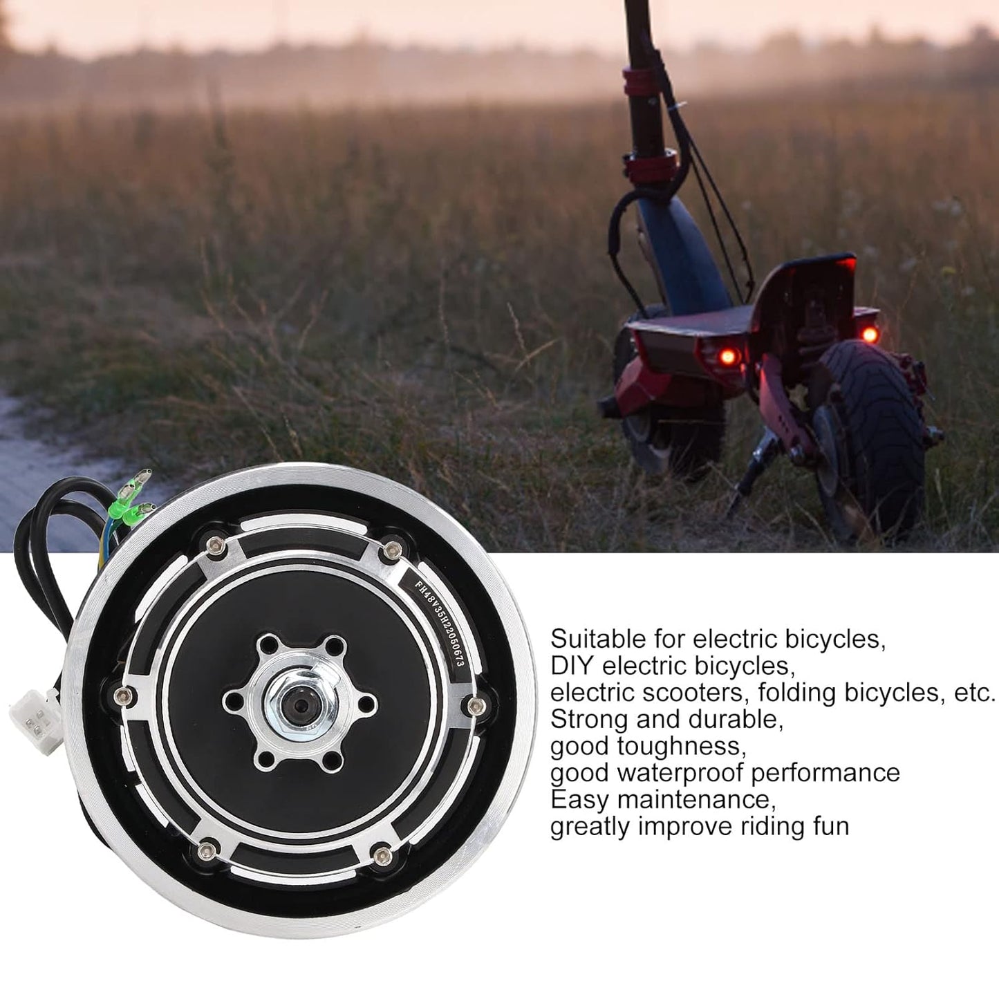 10 Inch Elektrische Scooter Wielnaaf, 48V 1000W Borstelloze Schijfrem Naaf Motor Elektrische Fiets Accessoire