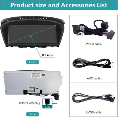 <font dir="auto" style="vertical-align: inherit;"><font dir="auto" style="vertical-align: inherit;">        Ninetom 8.9 inch Car Radio, CarPlay/Android Auto/Mirrorlink/GPS for BMW CCC 3/5 Series E60 E61 E90 E91 E92 (2005-2010), Car Touchscreen Car Radio R