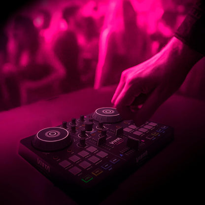 DJ-Mengpaneel – DJ-Controller – DJ-Mixer – Mengpaneel – Audio-Interface – 2-Kanaals Met Bluetooth En USB-Aansluiting – RGB-Pads Met Geïntegreerde Geluidskaart