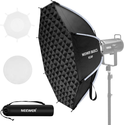 NEEWER BASICS Achthoekige Softbox Kit voor Studio Fotografie Video-opname Streaming, 35"/90cm Quick Release Bowens Mount Softbox/Grid/Lichtdiffusers/Bag, voor Continue Verlichting Strobe Flash, NS34P