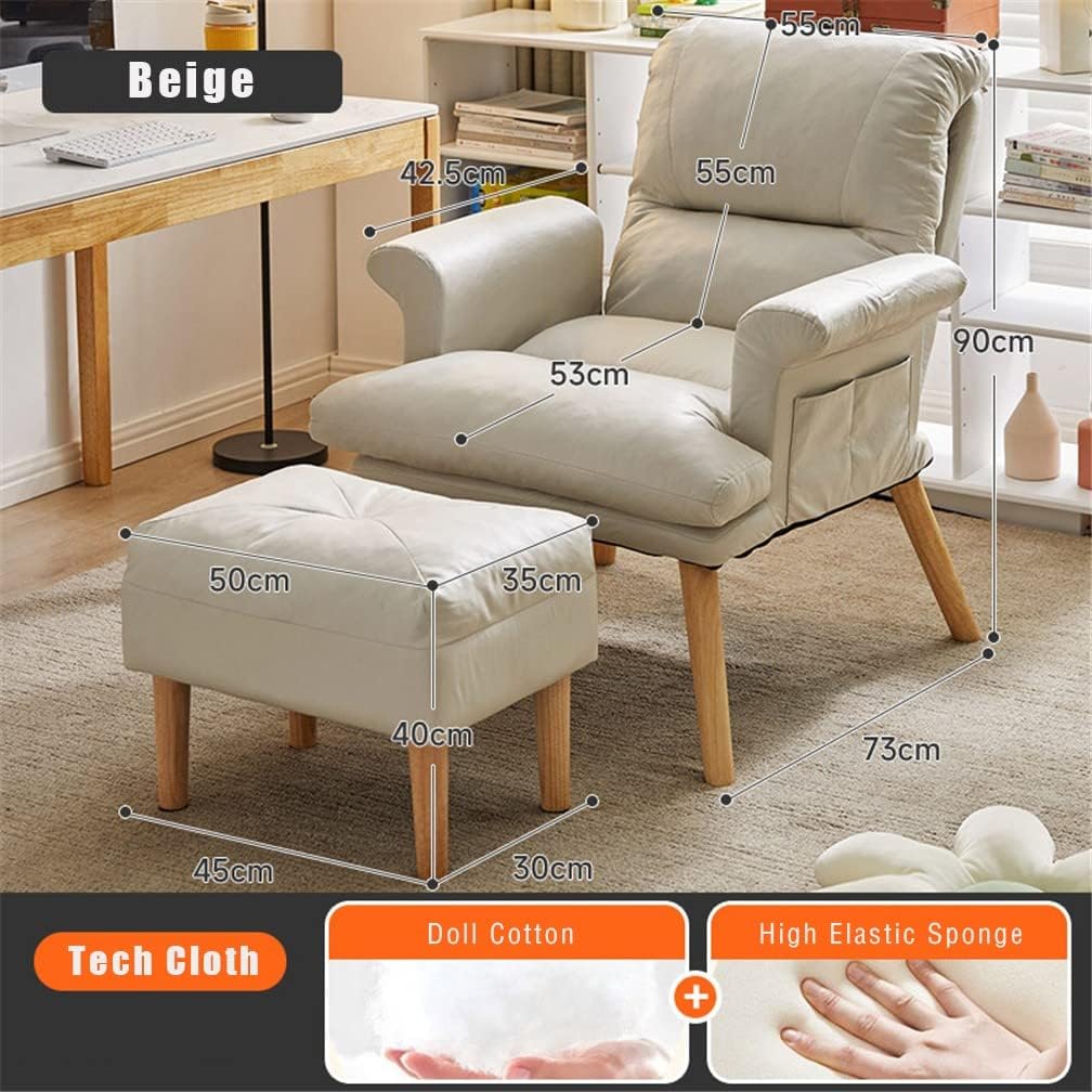 Relaxfauteuil – Relaxstoel – Ligstoel – Fauteuilstoel – Ergonomische Verstelbare Lounge Chair – 6 Verstelbare Standen – Inclusief Voetenbank – Max 150 kg Belastbaar