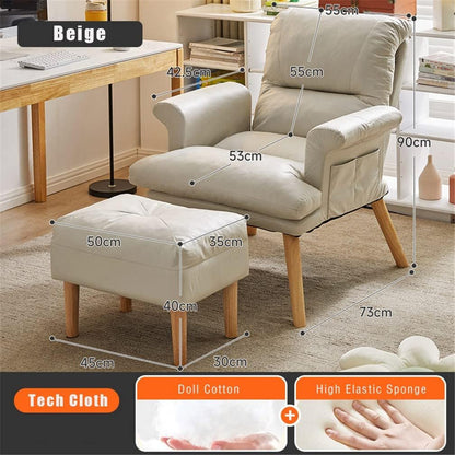 Relaxfauteuil – Relaxstoel – Ligstoel – Fauteuilstoel – Ergonomische Verstelbare Lounge Chair – 6 Verstelbare Standen – Inclusief Voetenbank – Max 150 kg Belastbaar