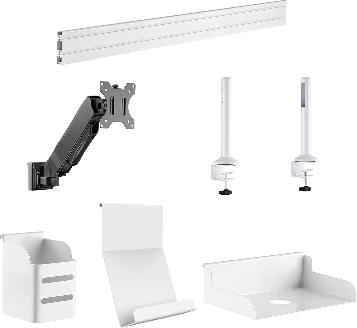 Unilux Ergo 400124600 Draagbaar station, ergonomisch, voor kantoor met monitorhouder tot 27 inch, afmetingen 125 x 40 x 15 cm, wit, 400124600