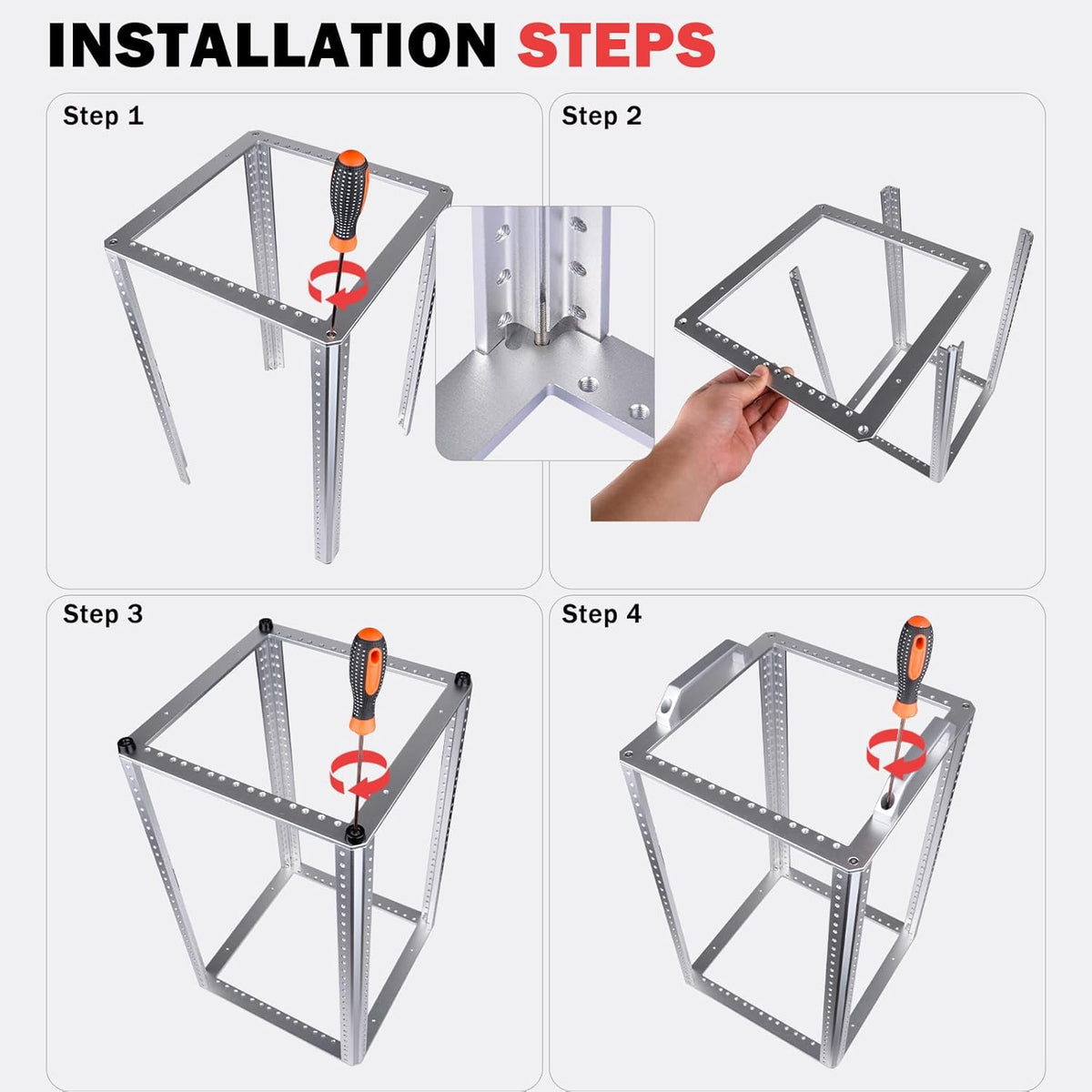 10U Open Frame Netwerkrack – Serverrack – Netwerkkast – Patchkast – AV-Rack – 10 Inch Formaat – Aluminiumlegering