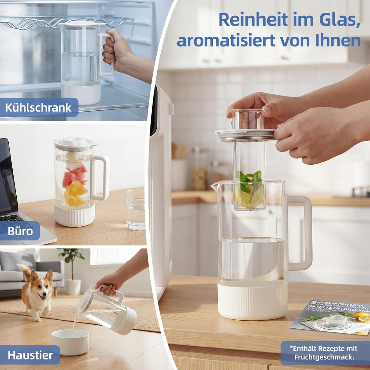 Optisch osmose-installatie, drinkwater, 6-traps filtratie tegen nitraat en PFAS, afvalwaterverhouding 4:1, TDS-monitor, 4L-tank, 1,2 l remineraliserende glazen kan voor alkalisch water, nulinstallatie