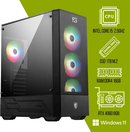 Next Spike 27 Desktop-gaming-pc, Intel Core i5 12400F, RAM 16 GB DDR4, 1 TB SSD Nvme, Nvidia GeForce RTX 4060, Windows 11
