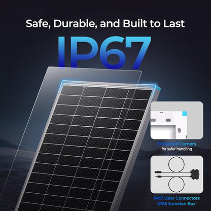 Renogy 16BB N-type 175 watt zonnepaneel, 12V 175W zonnepaneel 25% hoog rendement, PV-module-oplader voor RV Marine Cabin Dak Home Farm Accu en andere off-grid toepassingen