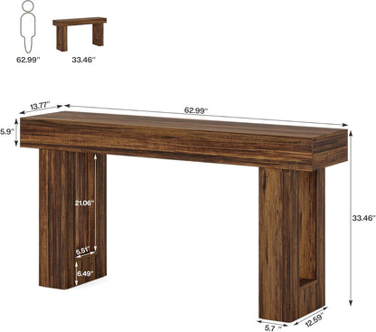 Tribesigns Farmhouse Console Table, 160 cm Long Narrow Sofa Table Behind the Sofa, Wooden Rectangular Entrance Table for Entrance, Hallway, Living Room, Rustic Brown (Rustic Brown)