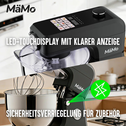 Keukenmachine met 1900 W – deegmachine, led-touchscreen, roerapparaat en mixer voor kneden, slagroom en vlees – 8 l roestvrijstalen kom, 11 snelheden, 6 programma's, 3-delige patisserieset