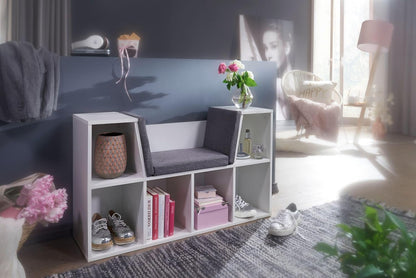 Design Bank – Opbergbank – Schoenenbank – Zitbank – Opbergbank – 101,5 x 61,5 x 30 cm – Melamine Coating & Afneembaar Wasbaar Kussen - QUORE
