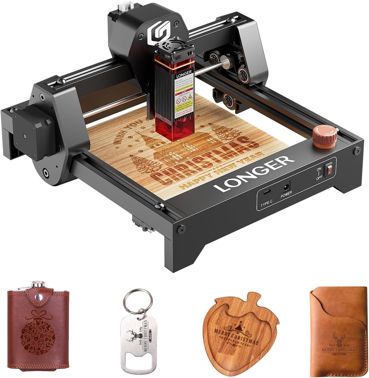 Longer Ray5 mini lasergraveermachine, high-speed snijmachine 12.000 mm/min, voor 130 x 140 mm graveeroppervlak, wifi, beveiliging met noodstop (2,5 W), lasergraveermachine
