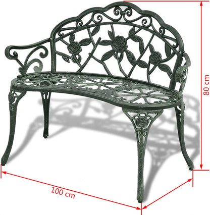 Garden Bench 100 cm Bench Balcony Garden Bench Bench Outdoor Garden Benches Outdoor Aluminium Cast Green - QUORE