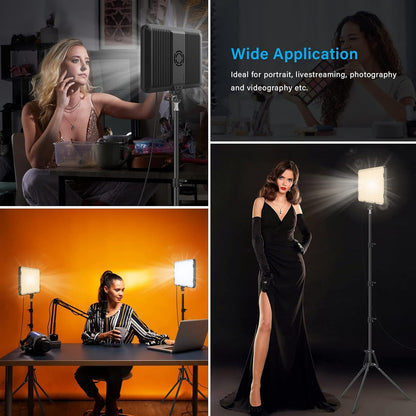 LED-Videolamp Set 3-Pack – Videolamp – Lichtpaneel – Studiolamp – Fotolamp – Kleurtemperatuur 2500K Tot 8500K – 360° Draaibare Uitschuifbare Statiefstandaard Tot 160 Cm