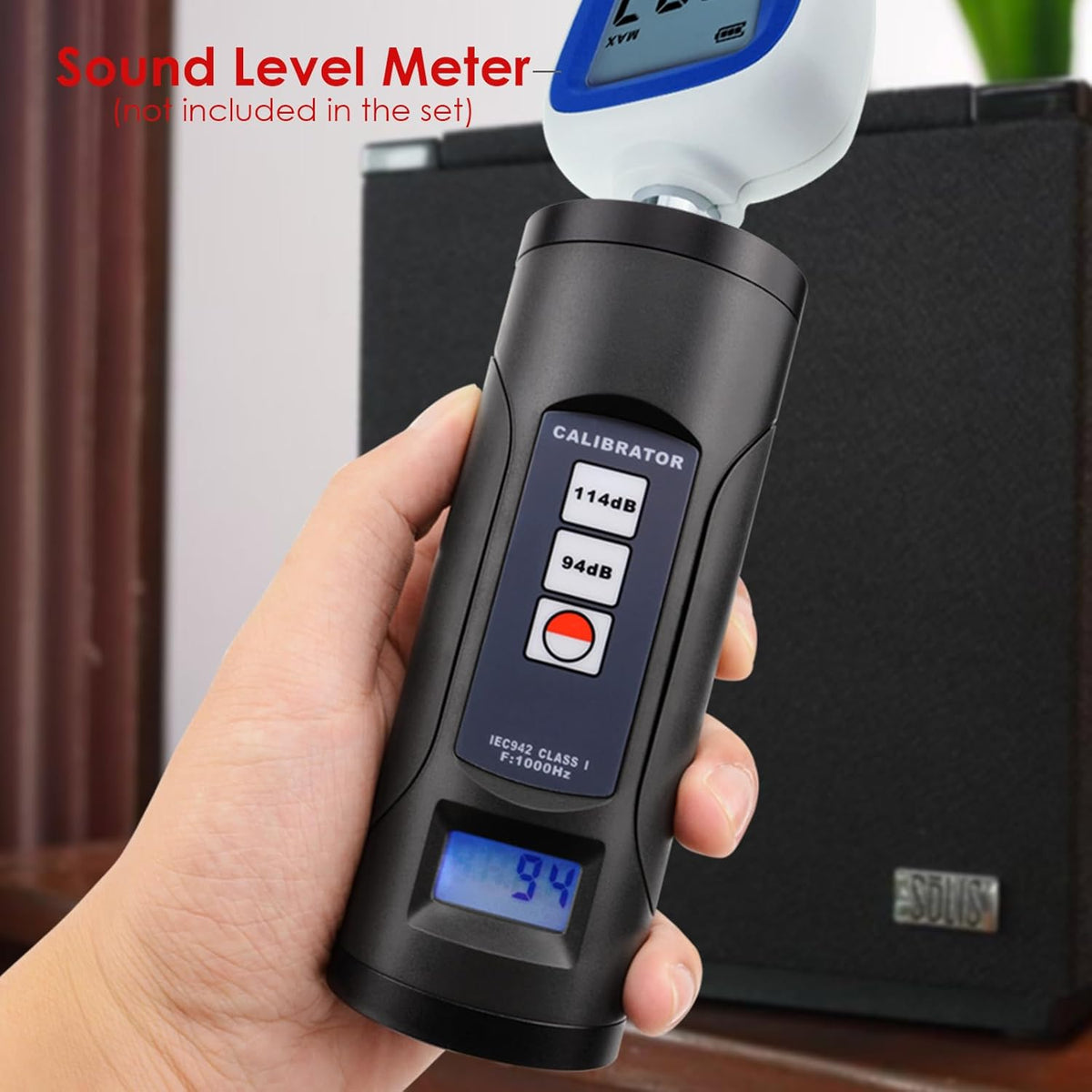 Digitale geluidsniveaumeter, kalibrator, 94 dB en 114 dB voor 1/2 inch en 1 inch microfoon, professionele noise-decibel, kalibratiegereedschap, meetnauwkeurigheidscontrole, draagbaar met blacklight
