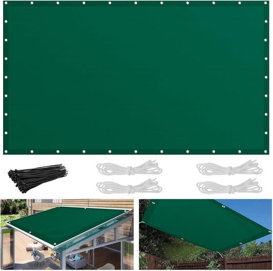 Zonnezeil van balkon, 4 x 5 m, weerbestendig, uv-bescherming, zonwering, zonnedoek met inslagringen en touw, zonwering, rechte hoek, bescherming, voor balkon, tuin, terras, groen