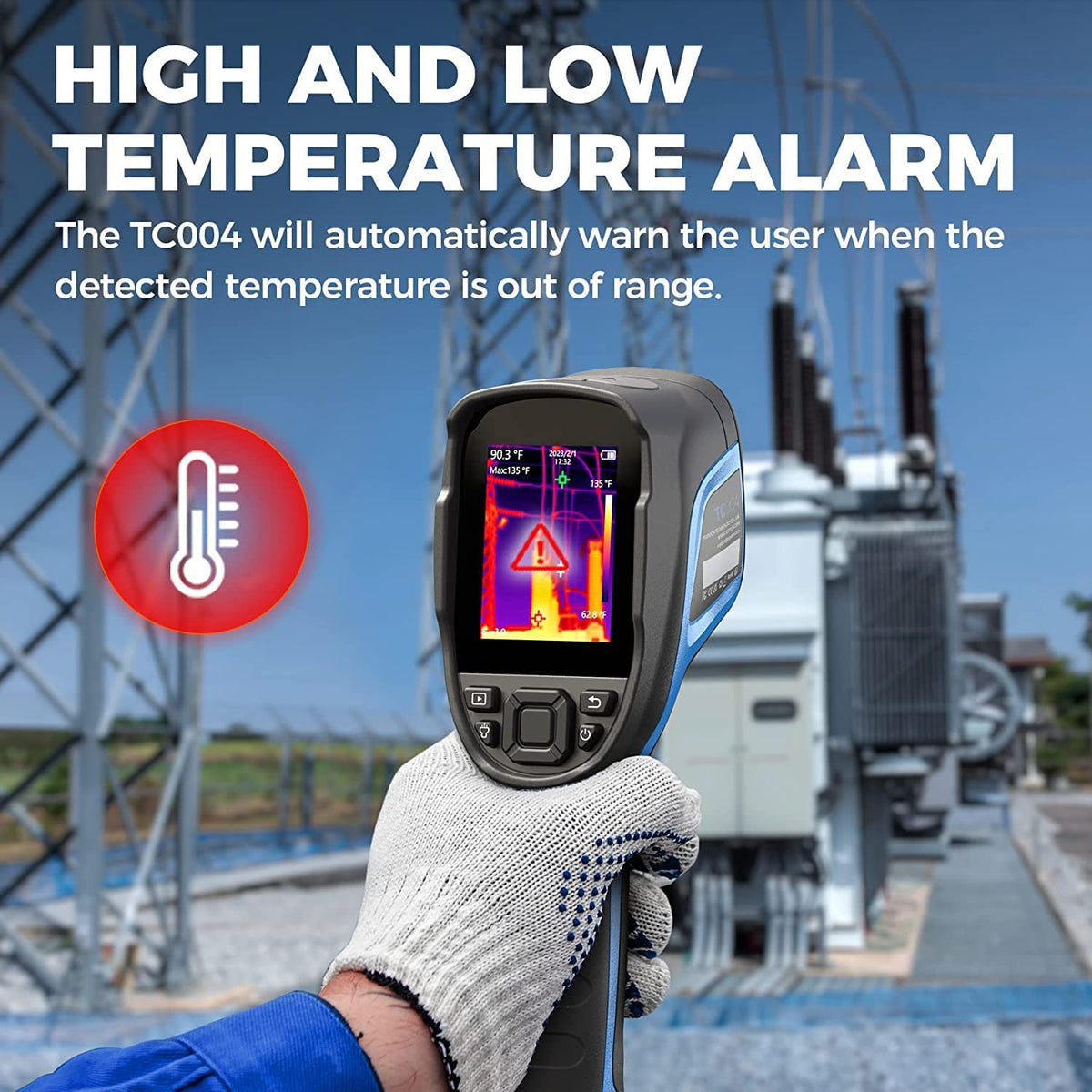 TOPDON TC004 Warmtebeeldcamera, 320 x 240 TISR, hoge resolutie, professionele infrarood thermocamera met pc-analyse en video-opname, 16 GB micro-SD-kaart, batterijduur van 12 uur