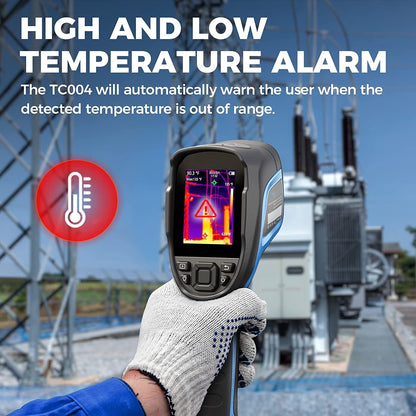 TOPDON TC004 Warmtebeeldcamera, 320 x 240 TISR, hoge resolutie, professionele infrarood thermocamera met pc-analyse en video-opname, 16 GB micro-SD-kaart, batterijduur van 12 uur