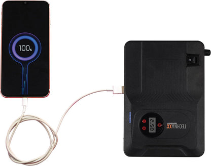 Technaxx 4-in-1 multifunctionele starthulp met powerbank Power Pack (benzine tot 4,0 l/diesel tot 3,0 l), 3,5 mini-accucompressor, led-lamp TX-219-14000 mAh batterij, 2 x USB-A-aansluiting