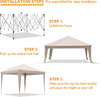 BONTEC Paviljoen, 3 x 3 m, waterdicht, stabiel, winterbestendig, pop-up kliksysteem, UV-bescherming 50+, inklapbaar paviljoen, tuintent, partytent, metalen verstevigingen, feesttent