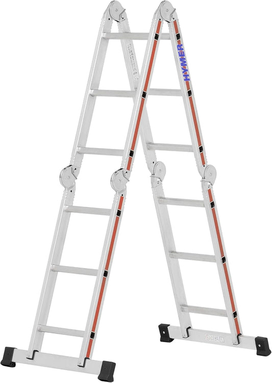 Hymer 414312 Multifunctionele ladder met werkplatform 4143 (4x3 sporten, holm 60 mm, aluminium ladder, vouwladder, ladder 3,47 m)