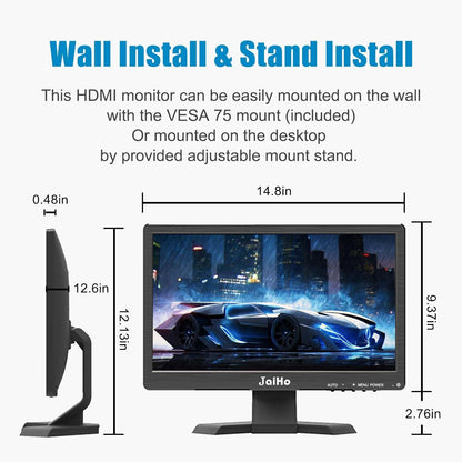 JaiHo Monitor, 39,6 cm (15,6 inch), 1080p, led-display (1920 x 1080), FHD 1080p, 60Hz, ingebouwde luidspreker, voor pc, CCTV, beveiligingscamera, zwart