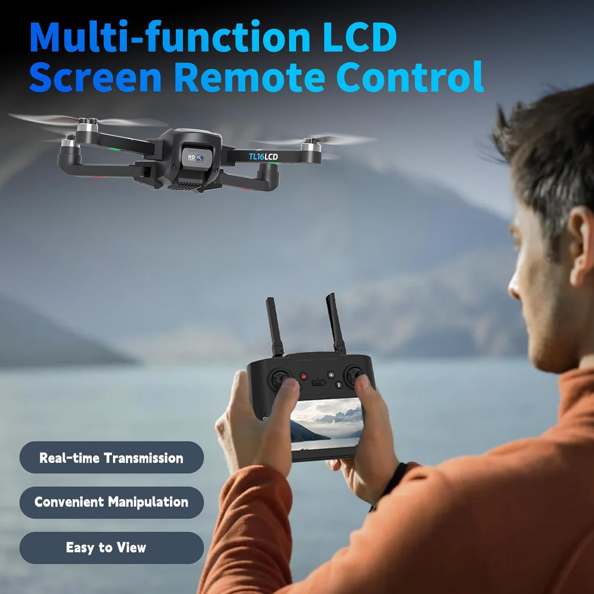 Drone met 4K Camera voor Volwassenen GPS Drone met LCD Afstandsbediening Follow Me Automatische Terugkeer 5G Langbereik Transmissie RC Quadcopter voor Beginners Een Knop Opstijgen Landen