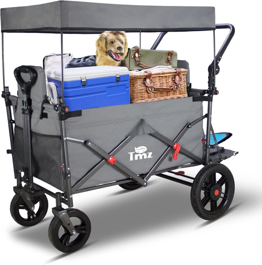 Opvouwbare Bolderkar Grijs – Handwagen – Transportwagen – Trekkar – Vouwwagen – Met Afneembaar Dak – Draagvermogen 120 Kg