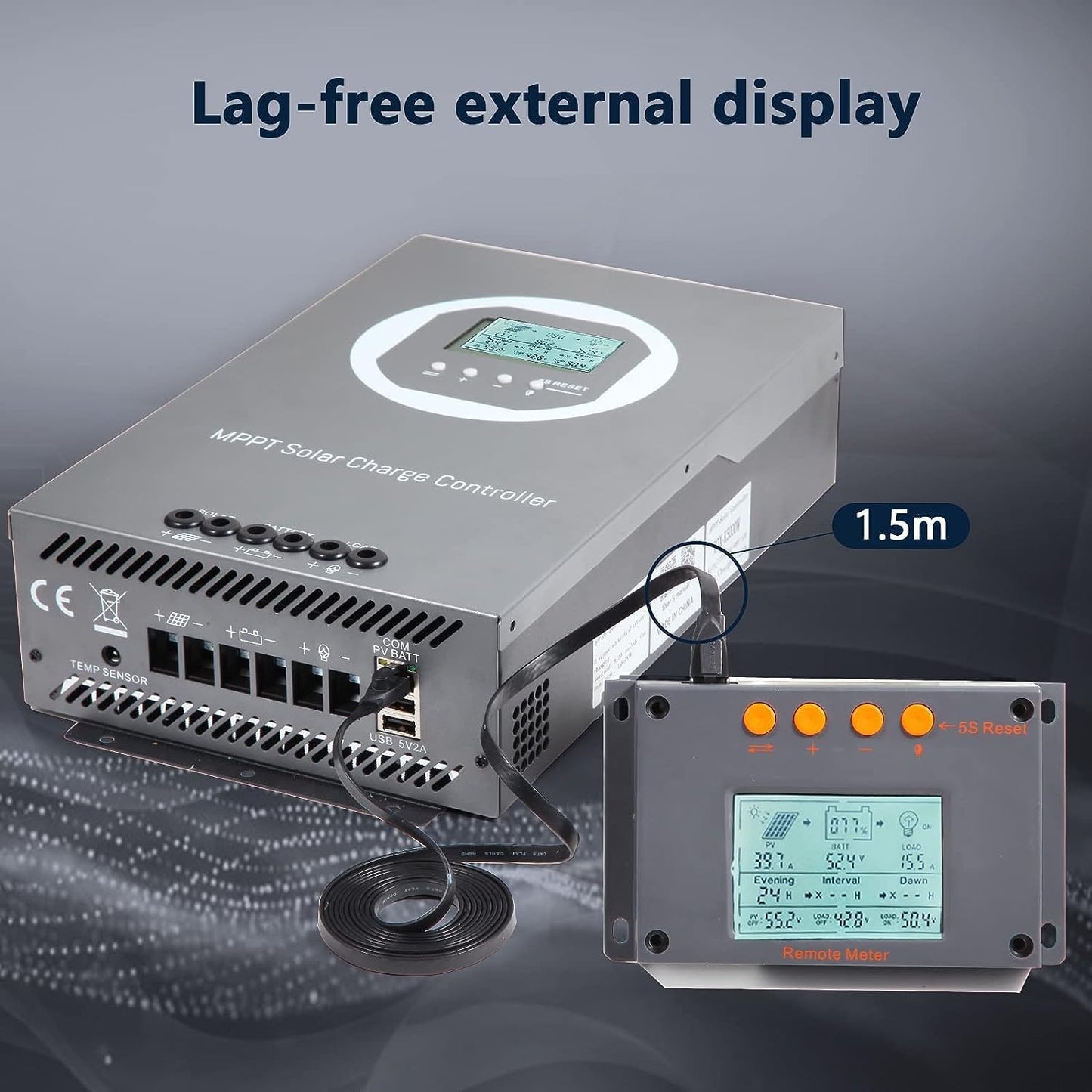 100A Solar Charge Controller MPPT Solar Charge Controller 12V 24V 36V 48V DC 150V Automatische Identificatie, 99% laadefficiëntie Solar Controller voor lithium / GEL / Flooded batterij (+LCD)