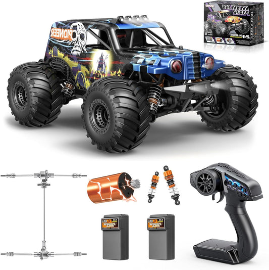 1/14 Brushless RC Auto – RC Wagen – RC Truck – RC Voertuig – RC Rallyauto – 4WD Vierwielaandrijving – Hydraulische Metalen Schokdempers – Max Snelheid 70 km/u – Dual 2S LiPo Batterijen – Blauw - QUORE