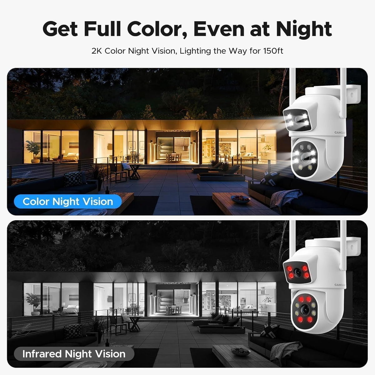 Draadloze CCTV Bewakingscamera Set – Wifi Beveiligingssysteem – Thuiscamera – PTZ Camera – Buitencamera – 2-weg Audio – Dubbele Lens & Scherm – 10-kanaals NVR Met 500 GB HDD – 2K Kleuren Nachtzicht – Automatische Bewegingsdetectie