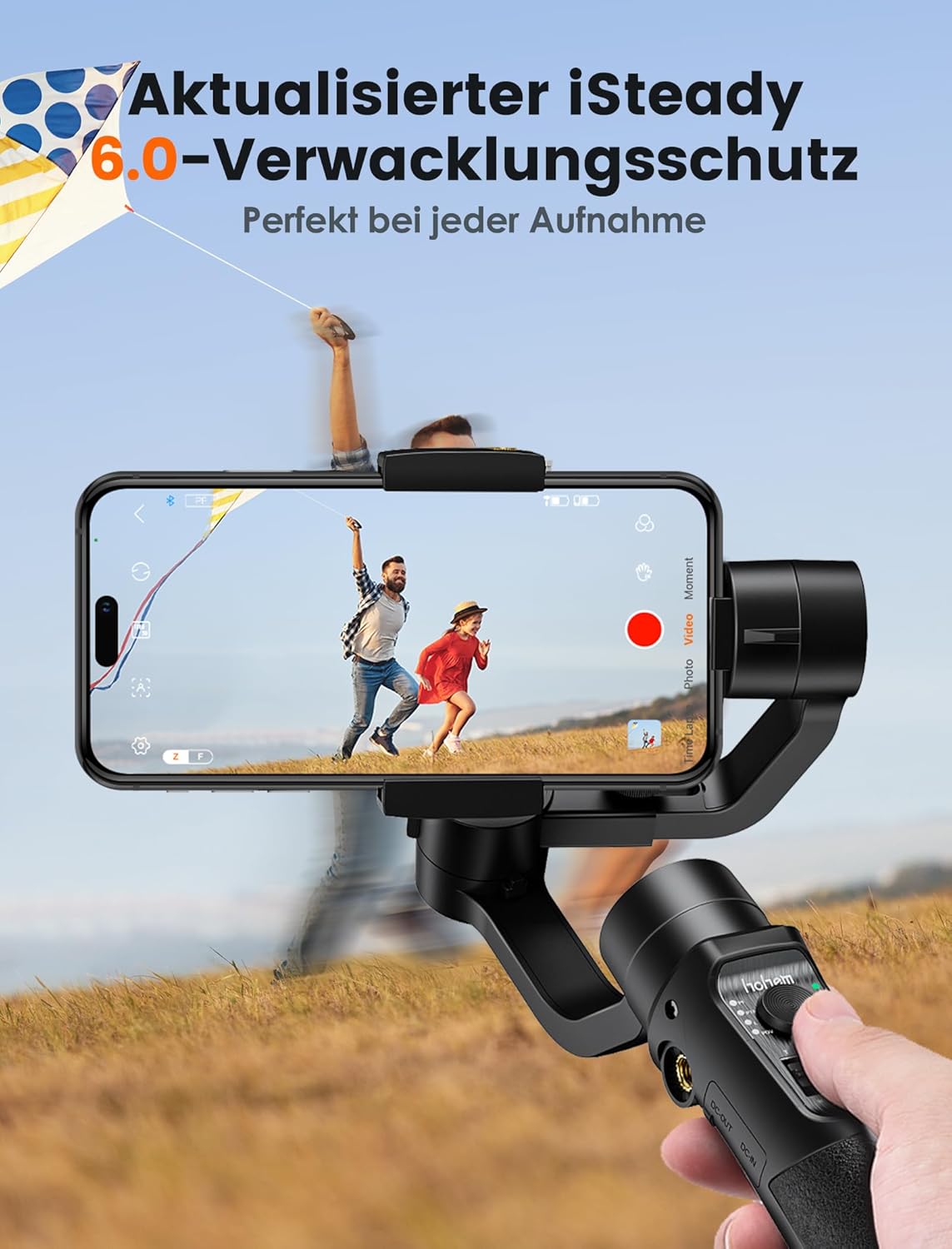 hohem iSteady Mobile Plus Stabilisator voor smartphone met 3 assen voor video-opnames met gezichts- en objecttracking, 600 graden automatische rotatie, Gimbal voor Android iPhone 15, 14, 13 Pro