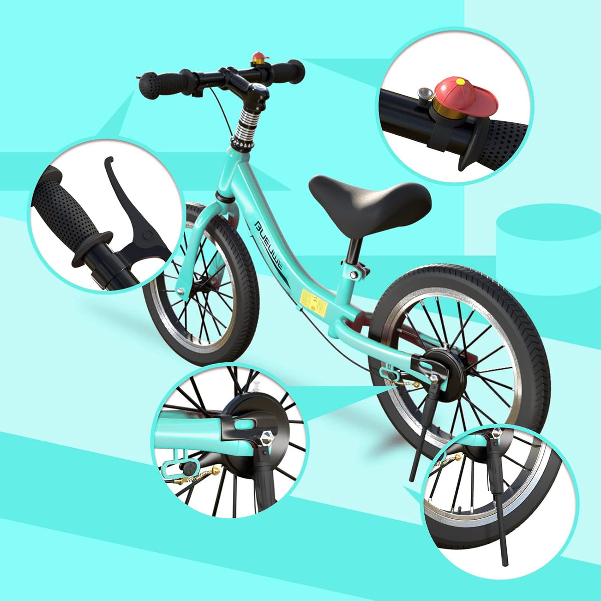 16 Inch Loopfiets Voor Kinderen Van 5-8 Jaar, Loopfiets Met Remmen, Verstelbaar Zadel, Lichtgewicht Koolstofstalen Frame Met Beugel, Stabiel En Duurzaam,Groen