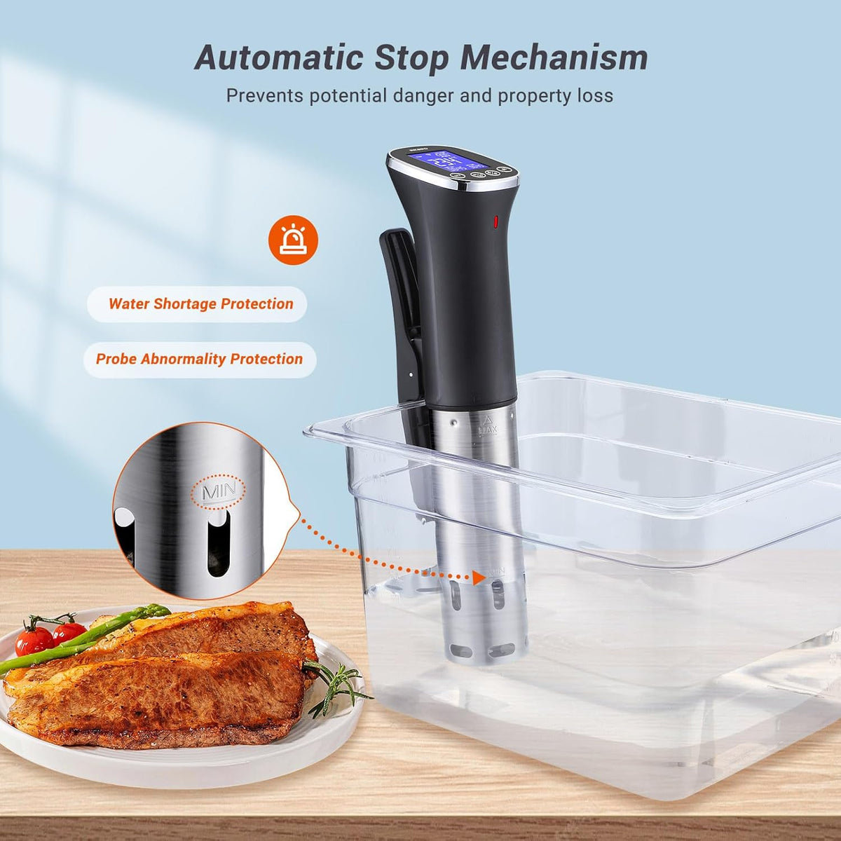 Sous Vide, Sous Vide Stick ISV-300W WLAN Professioneel keukenapparaat, 0-90℃ lage temperatuur garen | APP-recepten, IPX7 waterdicht, ±0,1 °C nauwkeurige en constante temperatuur