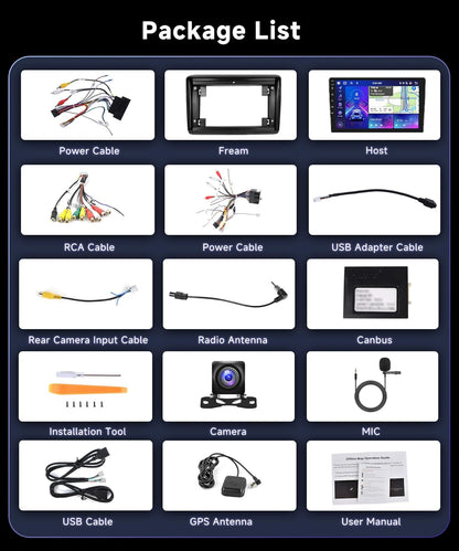Autoradio – 2DIN Radio – Multimedia Speler – GPS Navigatie – Bluetooth Auto – 9 Inch HD Touchscreen – Android 13 Met Draadloze CarPlay & Achteruitrijcamera