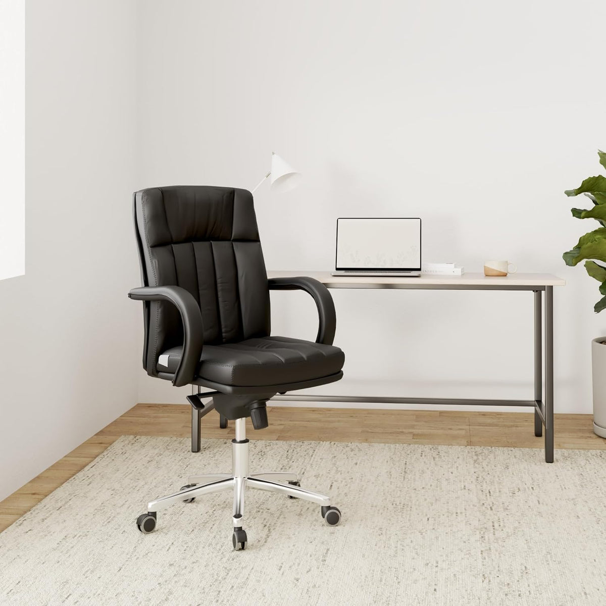 hjh OFFICE 724250 XXL G 100 managersstoel, kunstleer, zwart, bureaustoel, draaistoel gevoerd, lage rugleuning, tot 150 kg belastbaar
