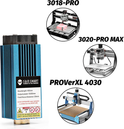 Genmitsu 5.5W 450nm blauw-Violet licht Lasermodule Kit voor Genmitsu CNC frezen/graveren Machine PROVerXL 4030, 3020-PRO MAX & 3018-PRO