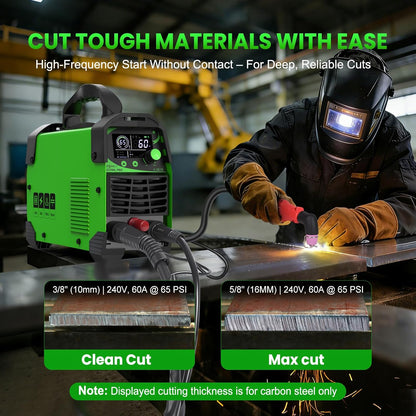 CUT60L PRO Upgrade 60A IGBT Plasmasnijder 240V contactloos 2T/4T - Max. 16mm stalen snijvermogen, digitaal LED-display, gemakkelijk draagbaar