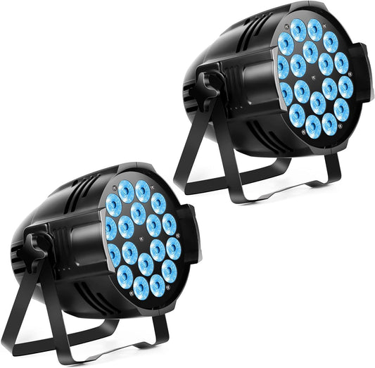 PARspot – LED Parlamp – Podiumverlichting – Partylicht – DJ Verlichting – 2 Stuks – 18 x 15W RGBW LED – DMX512 Met 8 Kanalen