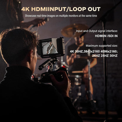 VILTROX DC-X3 Touchscreen monitor voor veldcamera, professionele monitor voor 6 inch camera, 2000 nits, 4K HDMI 1.4/3G-SDI, fotomonitor met zonneklep, batterij, motorkap, USB A, 3D, lut