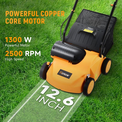 Hoteche 1300 W elektrische verticuteermachine, 2500 omw/min 320 mm werkbreedte, 35 l grasopvangbak, oranje-zwart, verfdoos