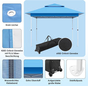 Paviljoen - Tuinpaviljoen - Partytent - Tuintent - Pop-up Kliksysteem - met 4 Muggennet Zijpanelen - Roldraagtas - Waterdicht - Stabiel - Dubbel Dak - UV-bescherming 50+ - 4 Zandzakken - voor Patio - Markt - Camping - 3.6 x 3.6 m - Blauw