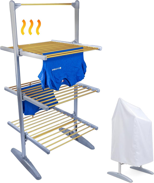 Elektrische Droogtoren – Verwarmd Wasrek – Droogrek – Elektrisch Droogrek – Wasdroger Rek – 4 Lagen Opvouwbaar – Instelbare Temperatuur 30-70°C & Timerfunctie