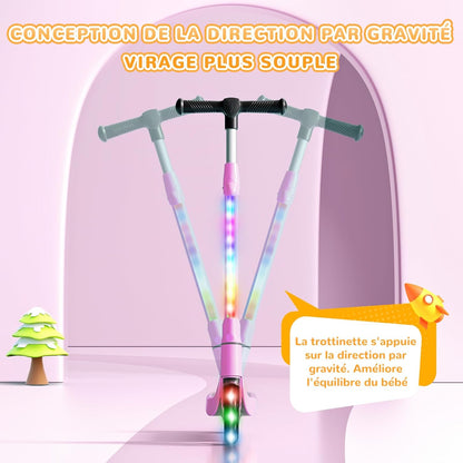 SISIGAD Elektrische step voor kinderen, 6-8-10 jaar, elektrische step voor kinderen, 5,3 inch met kleurrijk ledlicht en 3 verstelbare hoogtes, elektrische step voor kinderen, maximale belasting 70 kg,